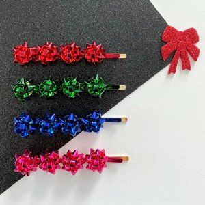 Christmas Gift Bow Hair Pins - Set of 4